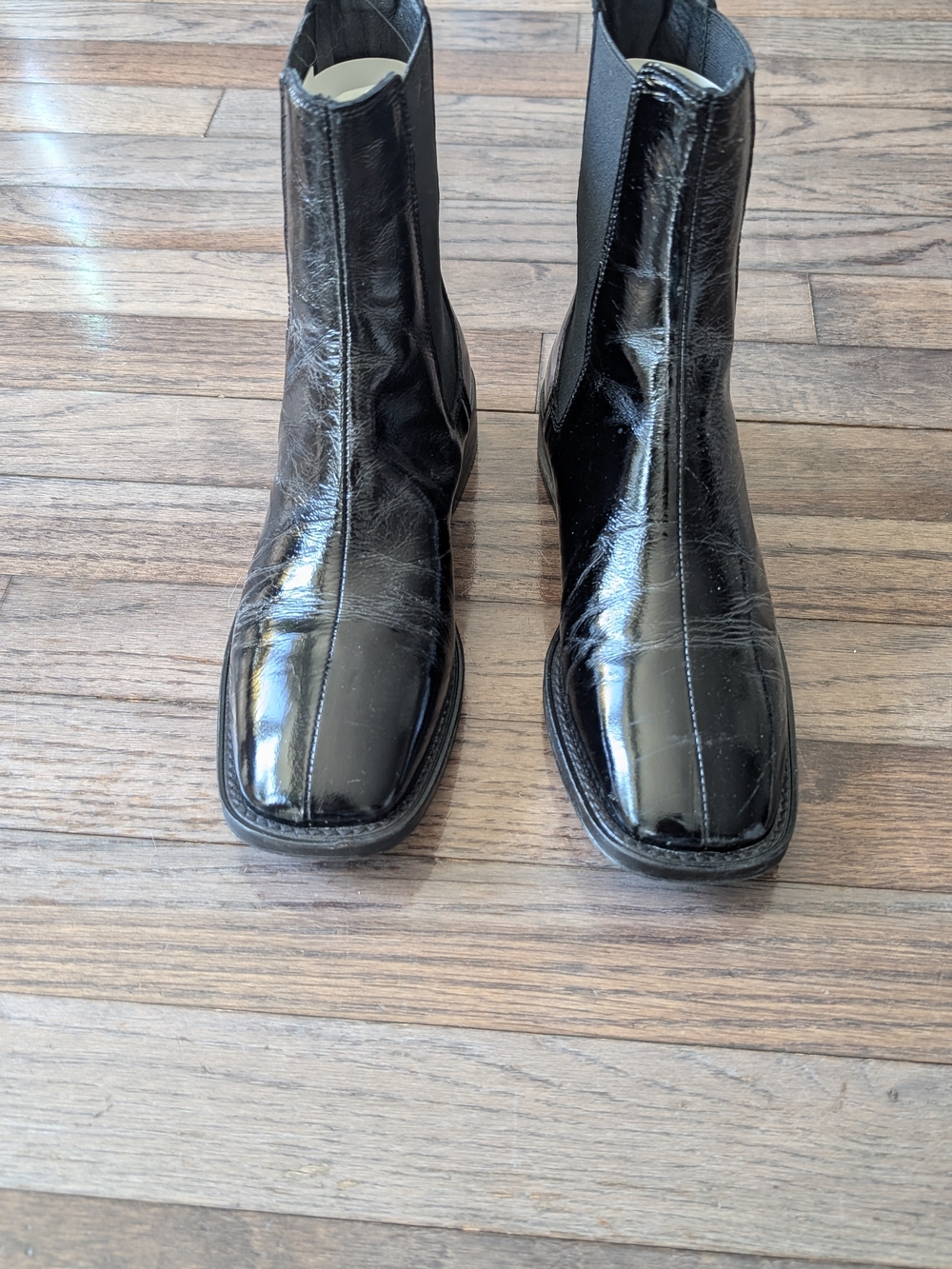 Women's Black Patent Chelsea Boots